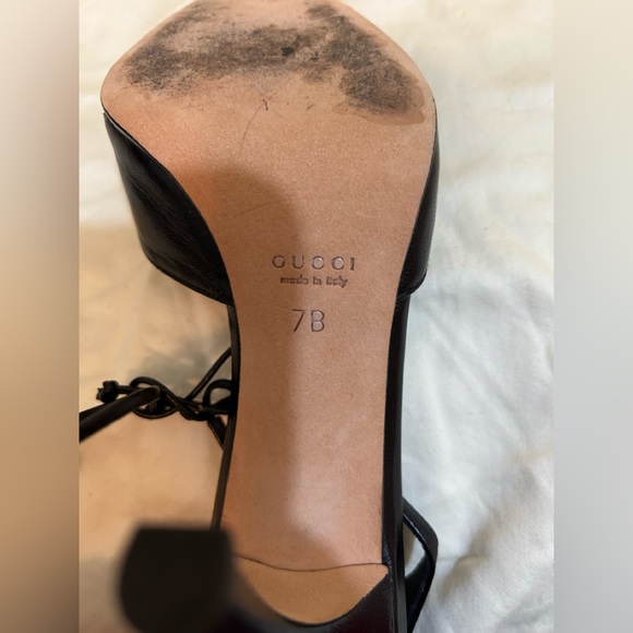 Gucci leather bow ankle stiletto pumps - Picture 8 of 9